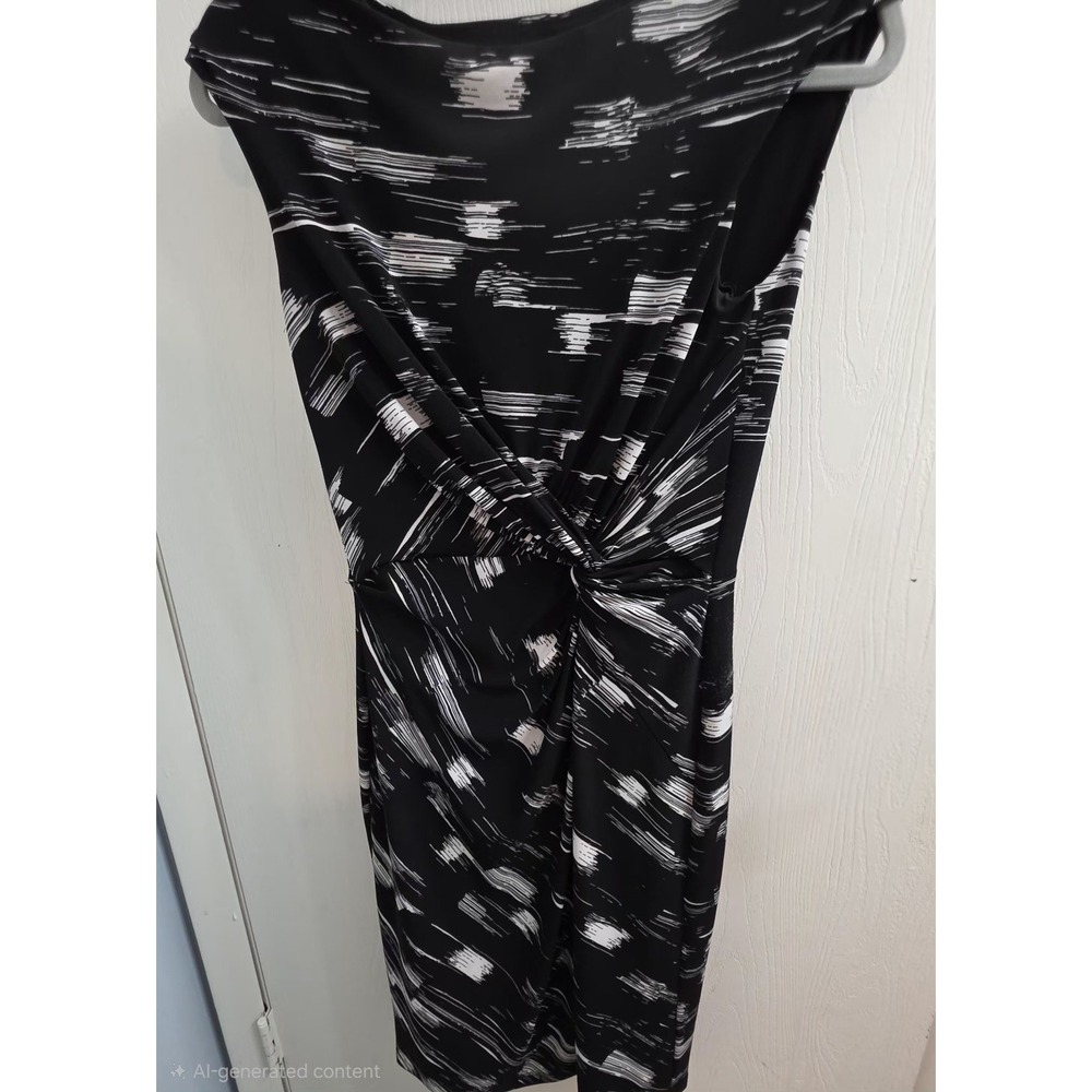 Lauren Ralph Lauren Womens Black/White Geometric Front Side Knot Sheath Dress 4